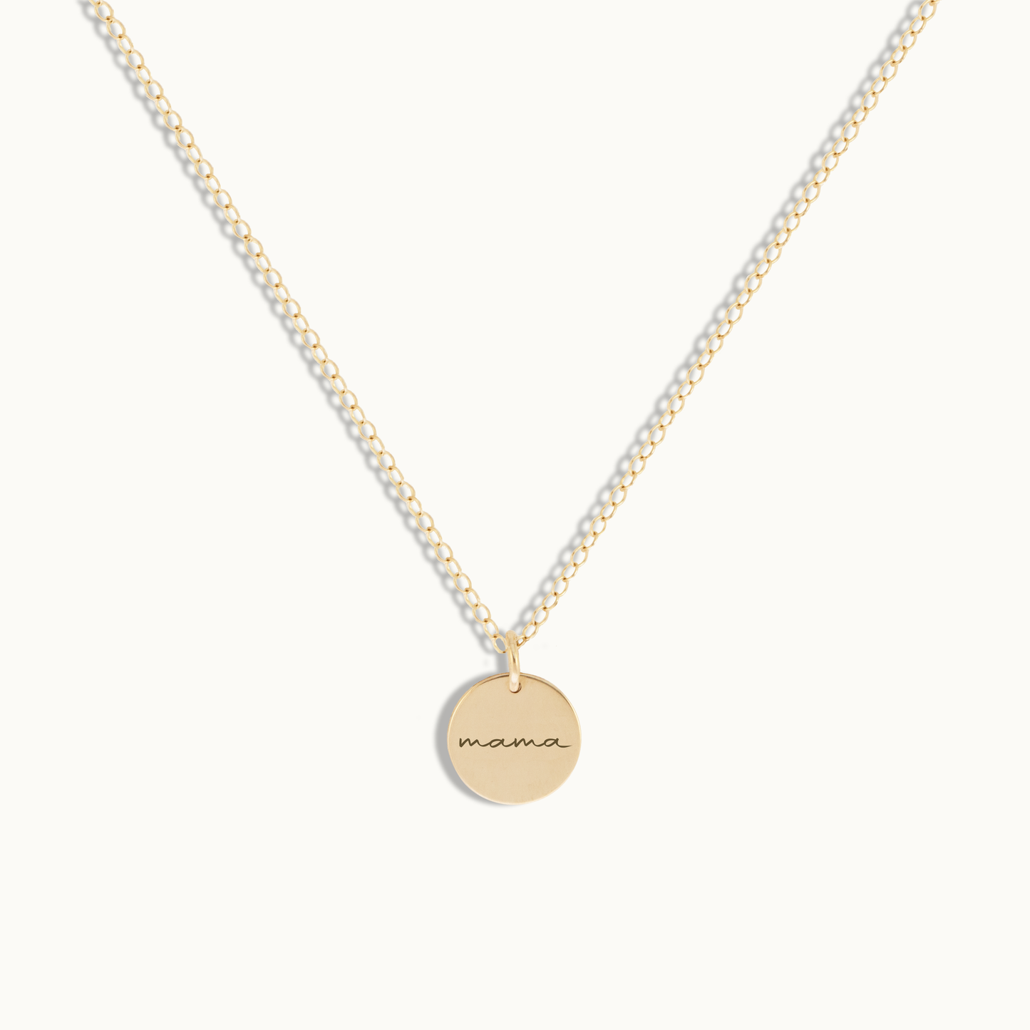 14k Gold Filled Mama Coin Necklace (Cursive)