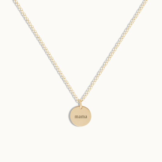 14k Gold Filled Mama Coin Necklace (Serif)