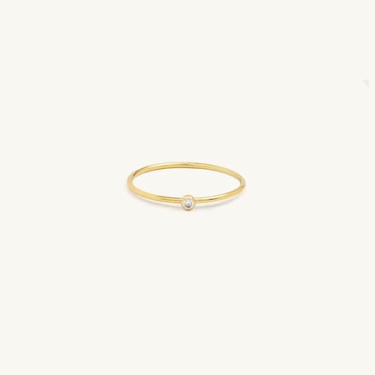 Gold Filled Birthstone Ring White CZ (April)