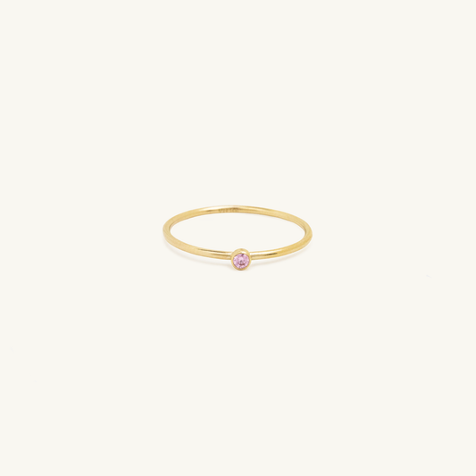 Gold Filled Birthstone Ring Pink Tourmaline CZ (October)