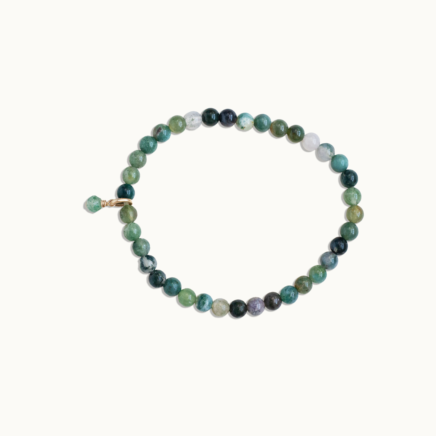 Moss Agate Gemstone Slip On Bracelet (May Birthstone)